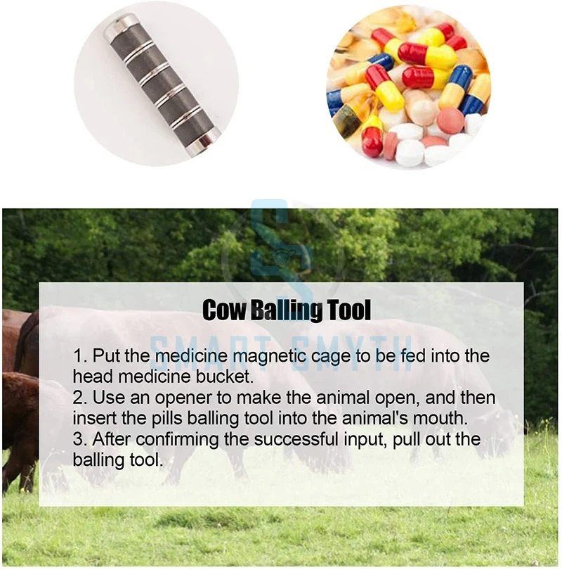 Balling Gun Livestock Stainless Steel Balling Tool Pill Pusher for Cow Cattle Sheep Horse Veterinary Instruments