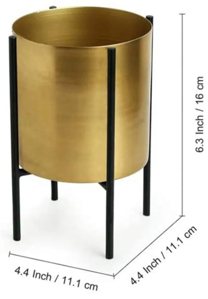 Горшок из оцинкованного железа золотого цвета с подставкой креативный прочный металлический барабан декоративные цветочные горшки и