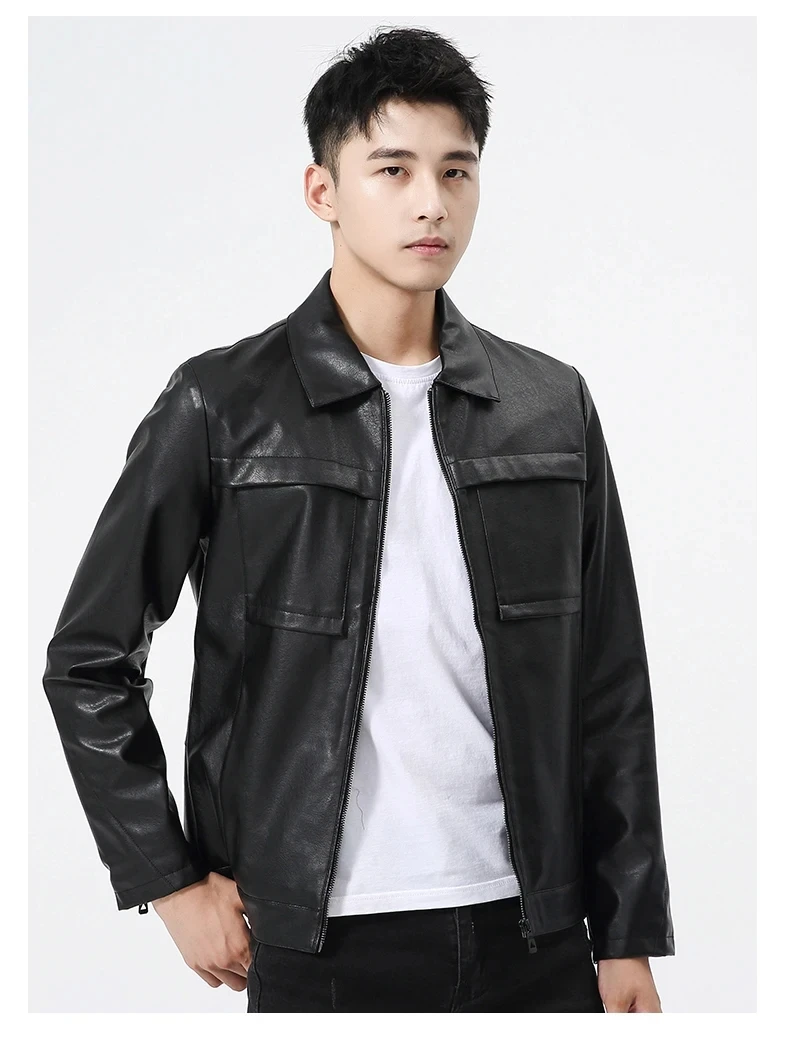 Новейший продукт на заказ зимняя кожаная куртка нового дизайна мужская повседневная Молодежная с лацканами мотоциклетная одежда