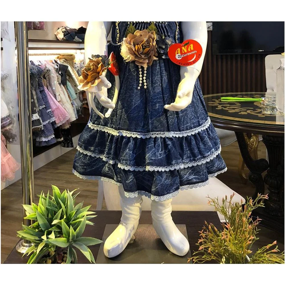 2020 kids tinsel denim frock girl dress baby dresses