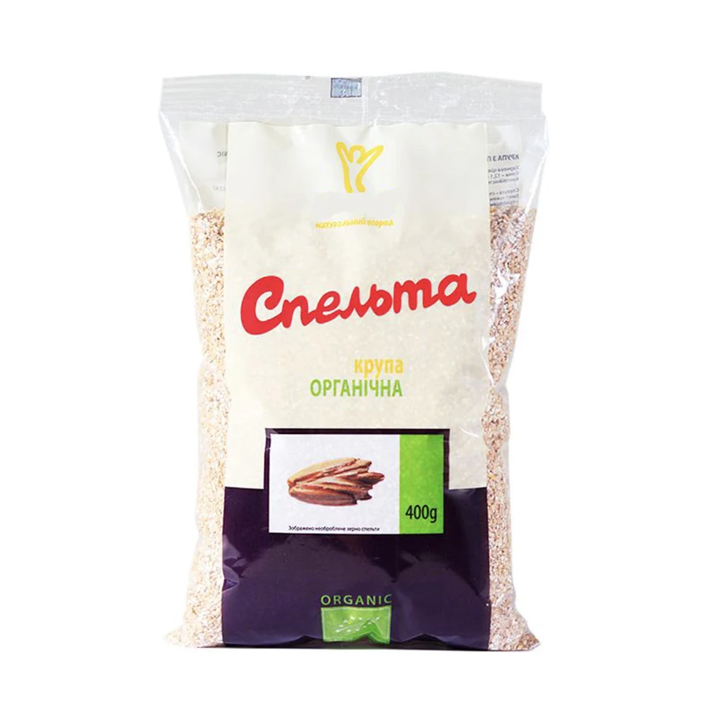Эксклюзивные органические вкладыши USDA NOP ISO Spelt groats в полипропиленовые пакеты 400 г
