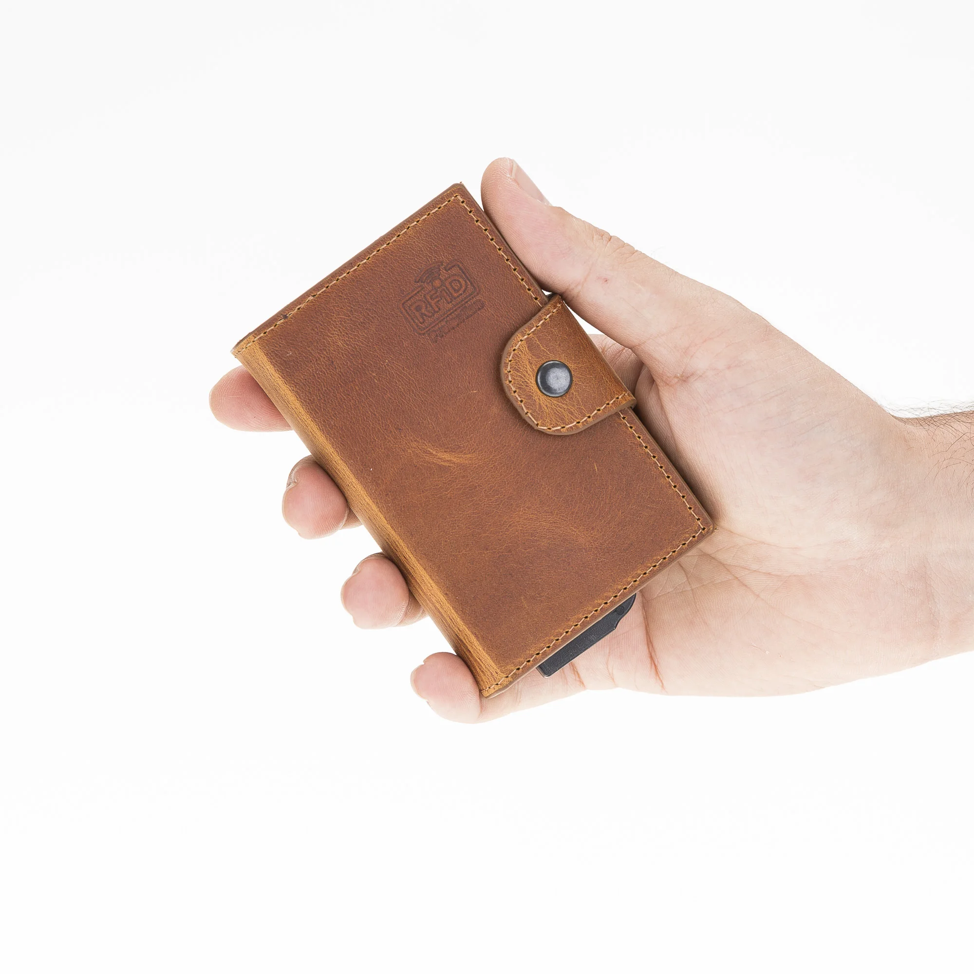 MONDELLO Genuine Leather Handmade Card Holder with RFID Protection and Color Optional
