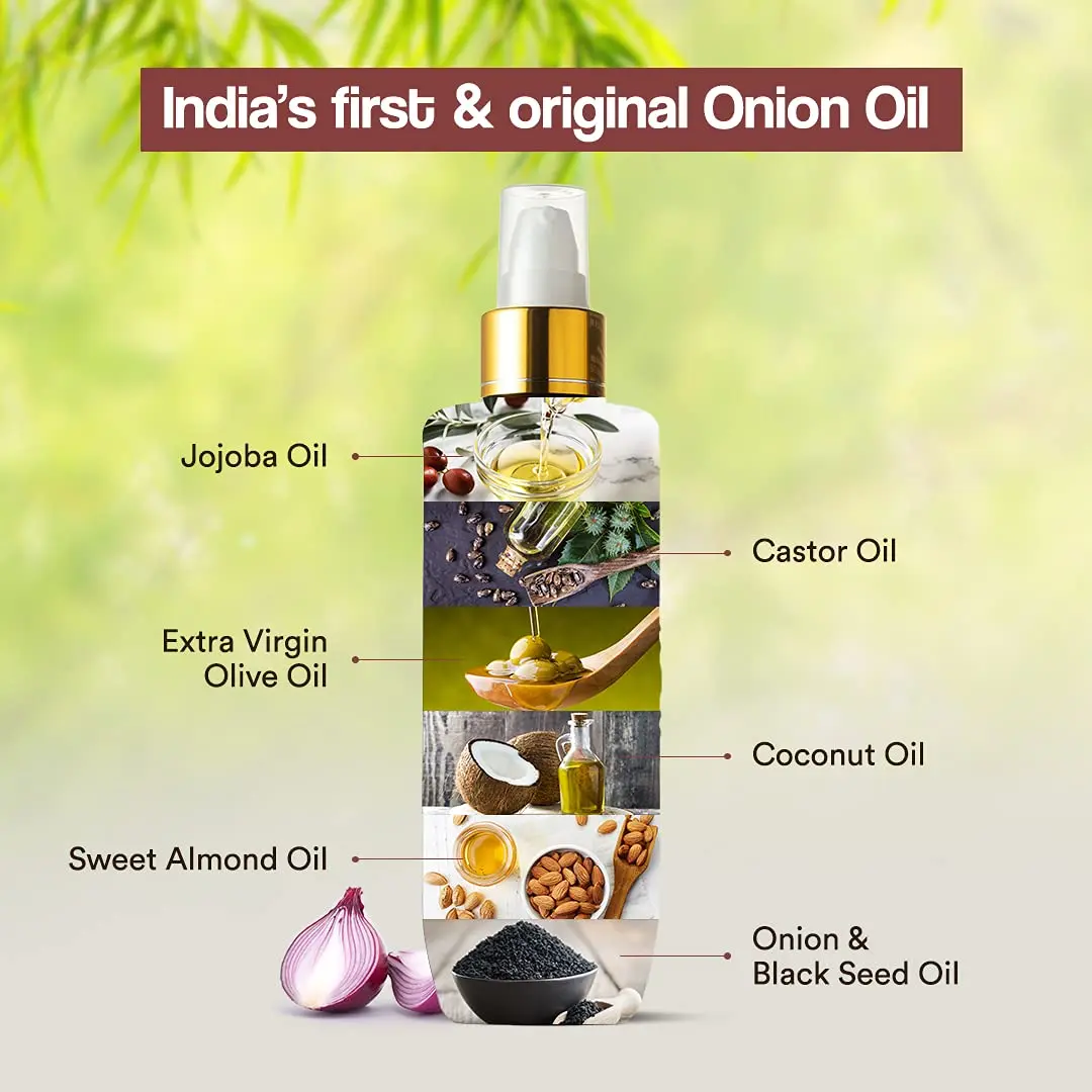 WOW Skin Science Onion Hair Oil With Black Seed Oil Extracts Controls Hair Fall No Mineral Oil Silicones & Synthetic