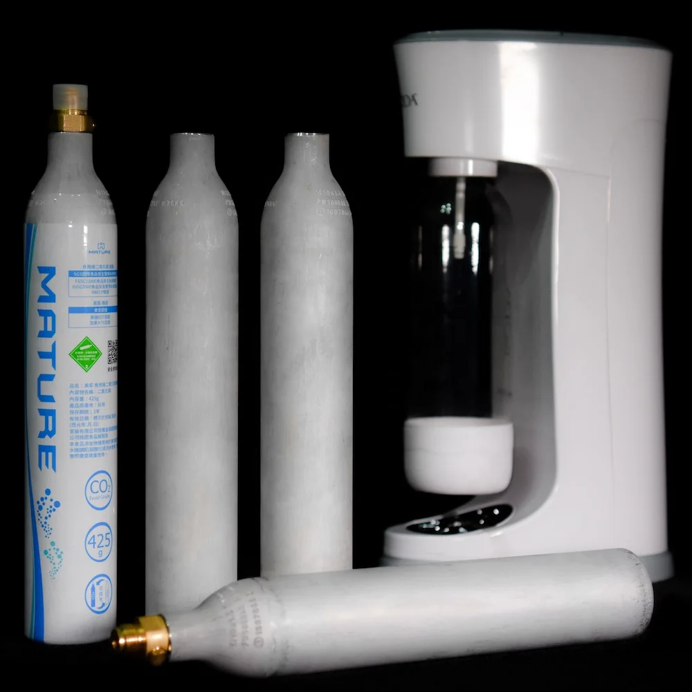 Taiwan supplier aluminum co2 gas cylinder 425g soda water soda cylinder for soda machine