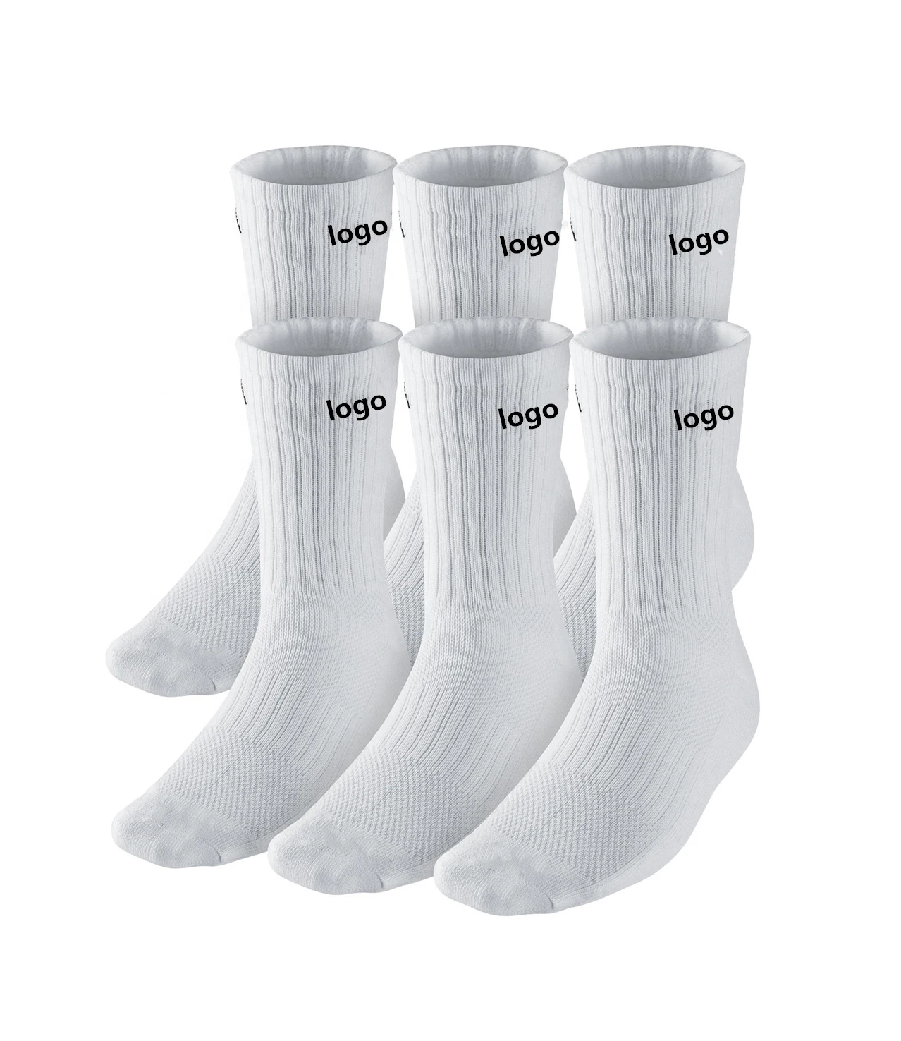 Wholesale fashion custom logo white cotton luxury winter unisex sports socks with packaging