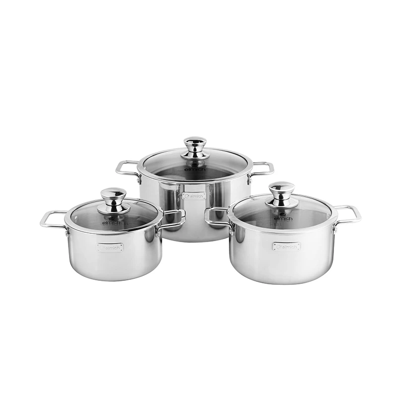 Made in Vietnam cheap Solid Stainless steel pot set Elmich Trimax ECO EL-8000 size 16-18-22cm