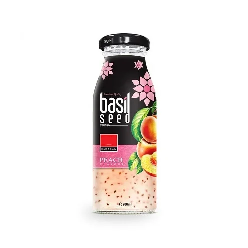 Hot Selling  Basil Seed Fruit Juice soft drink with Different Fruit Flavours 280ml glass bottles