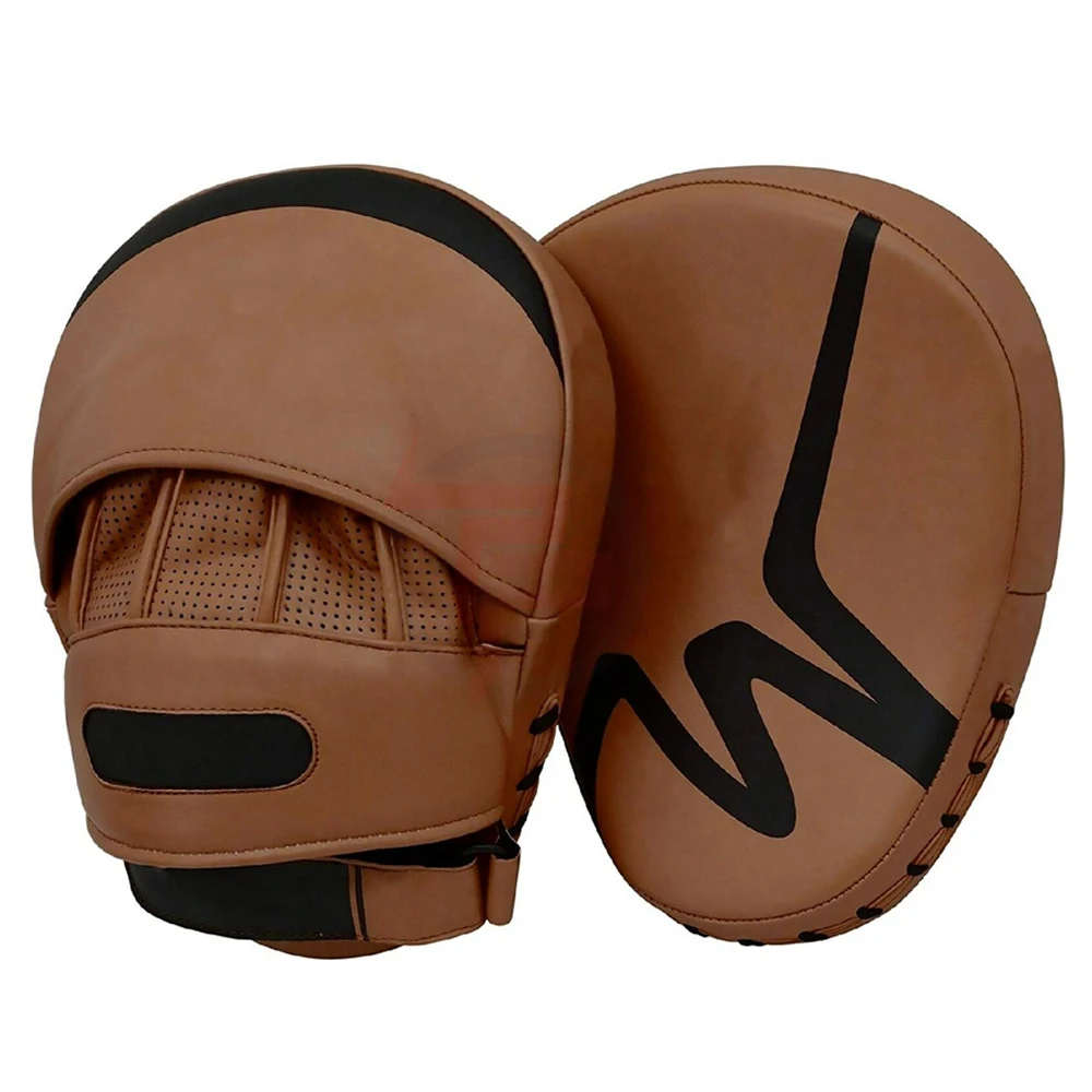 Boxing Curved Focus Punching Mitts- Leatherette Training Hand Pads Ideal for Karate Muay Thai Kick Sparring Dojo Martial Art