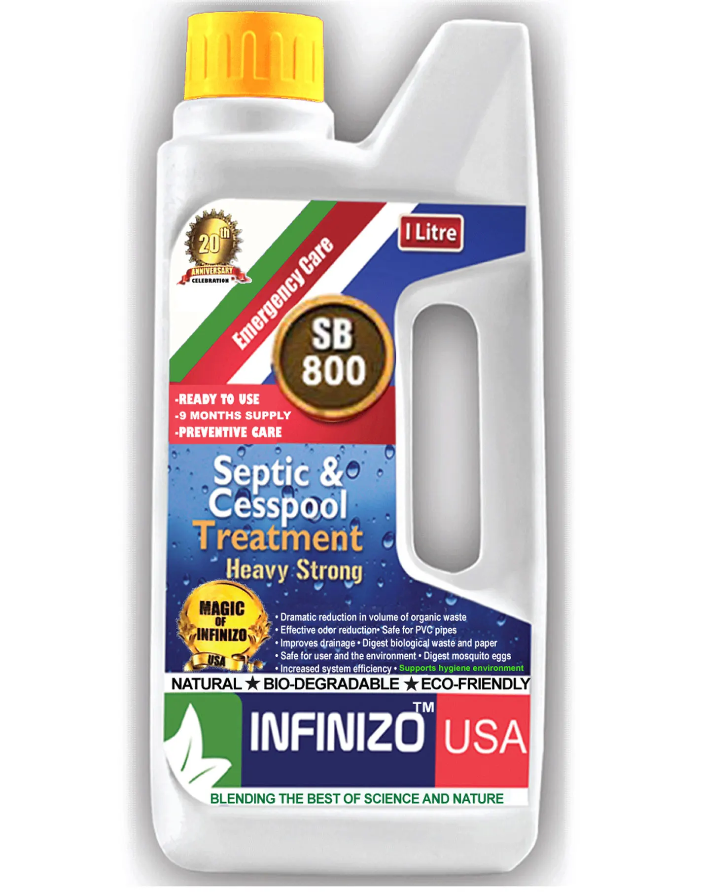 Infinizo USA SB 800 Anaerobic Bacterial Enzyme Septic tank cleaning treatment liquid 1 liter