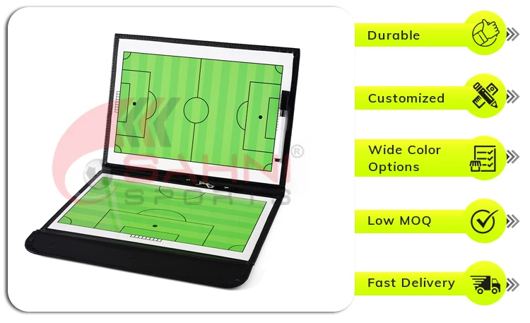 Coaches Magnetic Tactic Folder 53 x 31 Cm (When Open) with Small Carry Handle for Soccer, Football, Rugby, Volleyball