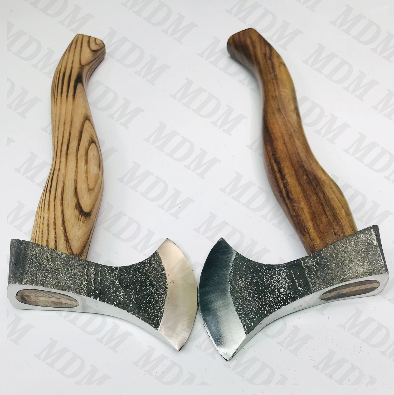 Handmade Custom Pair of High Carbon Steel Tomahawk Hatchet Axes Damascus Axe Heads with Ball Hammer for Camping