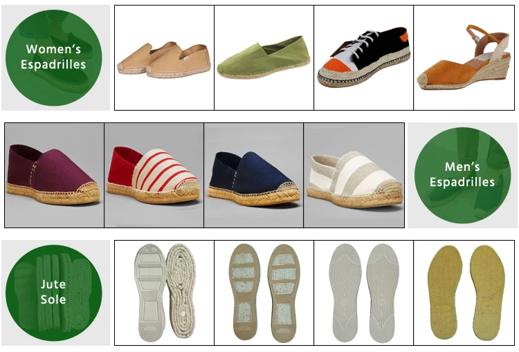 Manufacturing Superb Quality 100% Natural Material Handmade  Customized Espadrilles Flats