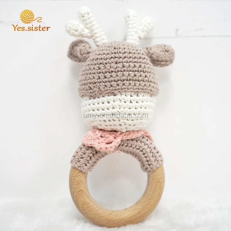 Кукла из натурального плетеного крючком лиса амигуруми, детская игрушка-кольцо для прорезывания зубов