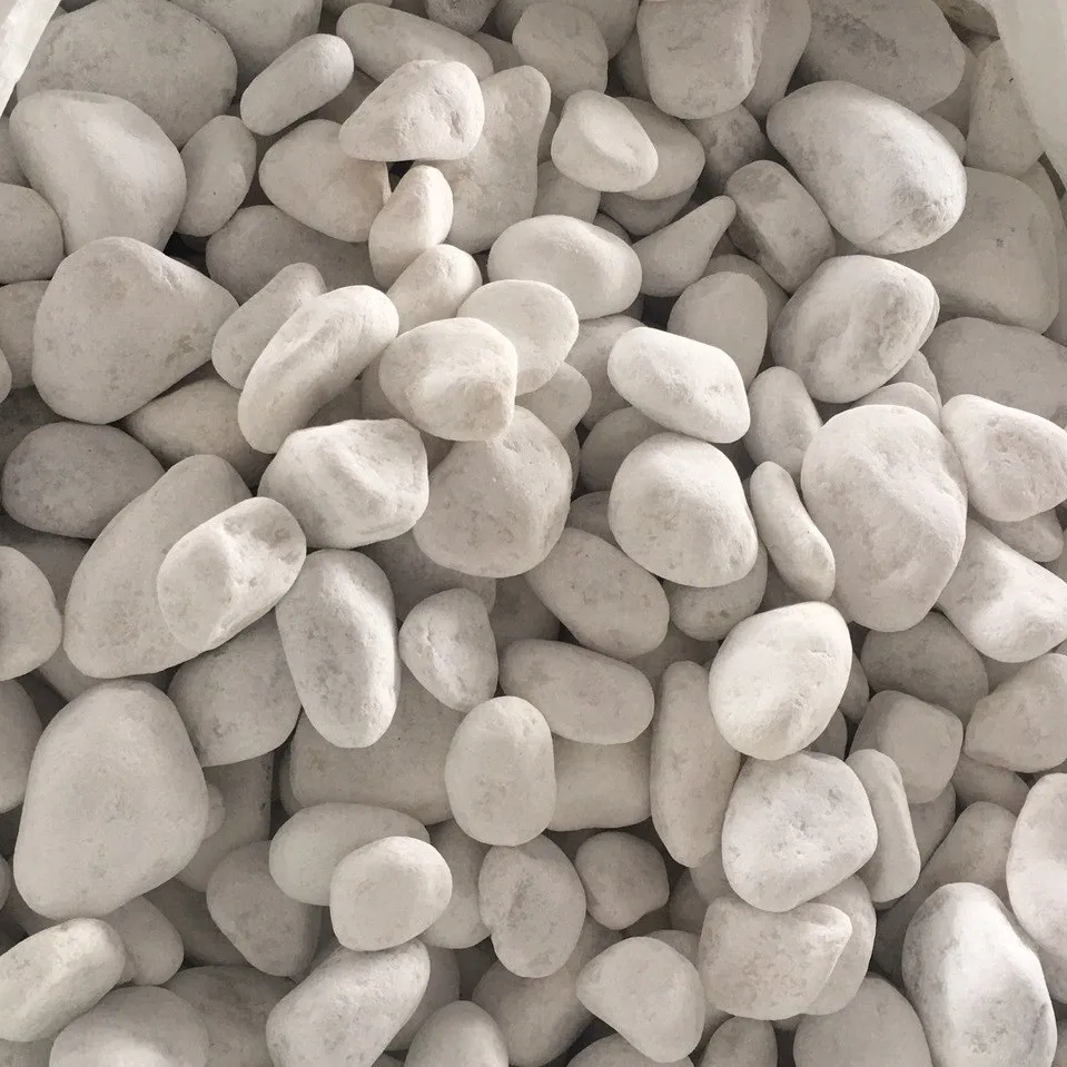 Pure white tumbled Snow white pebble stone small size