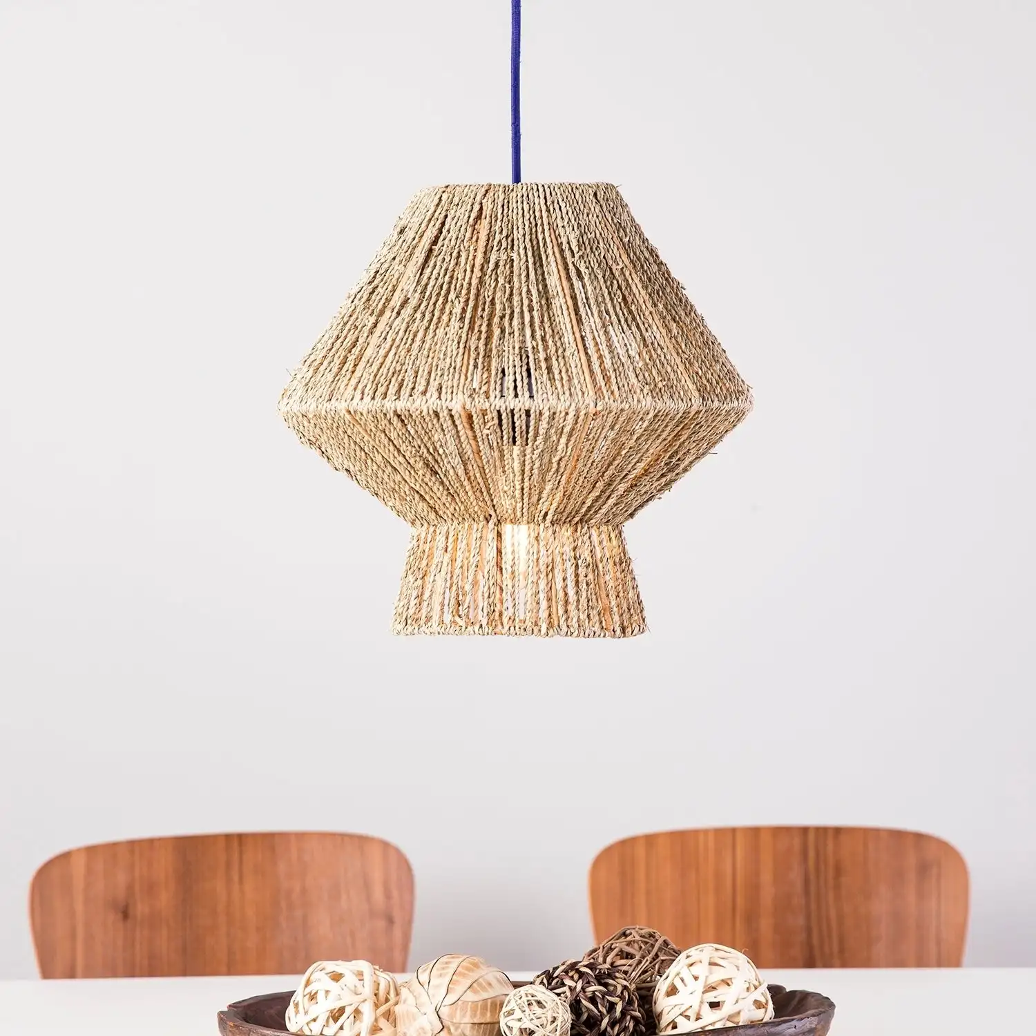 2 layers glass-hour shape seagrass chandelier hand woven lamp vintage jute pendant lights from Vietnam