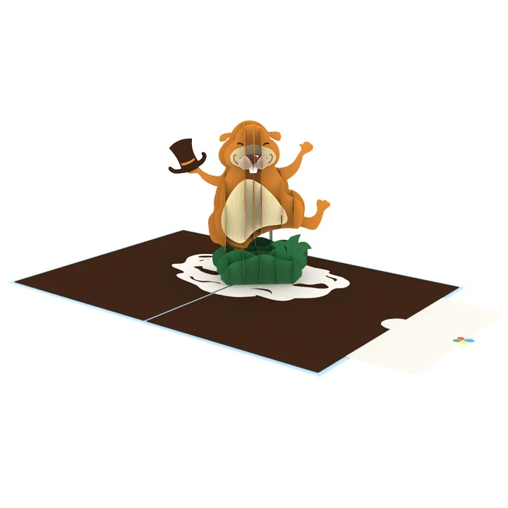 Groundhog Day Holiday Animal Greeting Pop Up 3D Card Custom Design Handmade Cheap Wholesale Vietnam