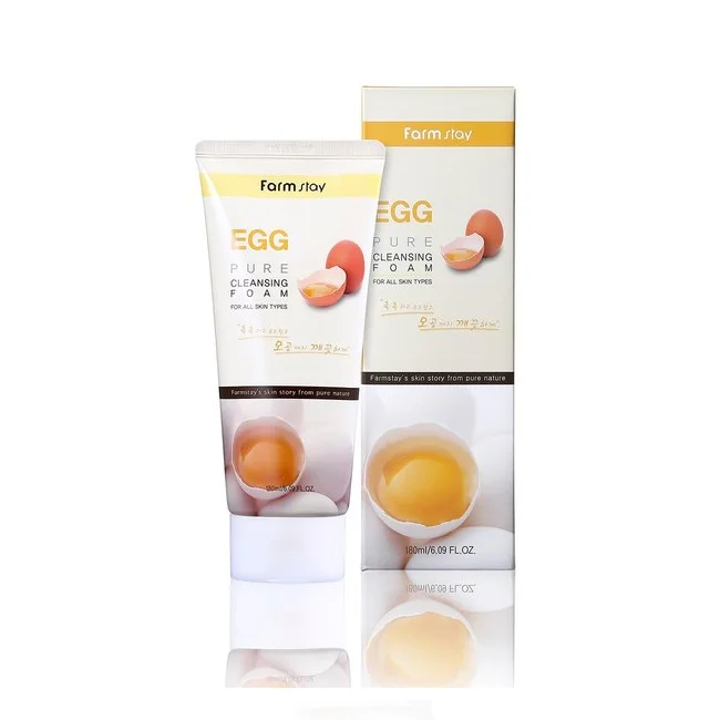 FARMSTAY EGG PURE CLEANSING FOAM  - made in Korean Cosmetic - Deep Cleansing Pore Cleaner Moisturizing Nourishing Firming