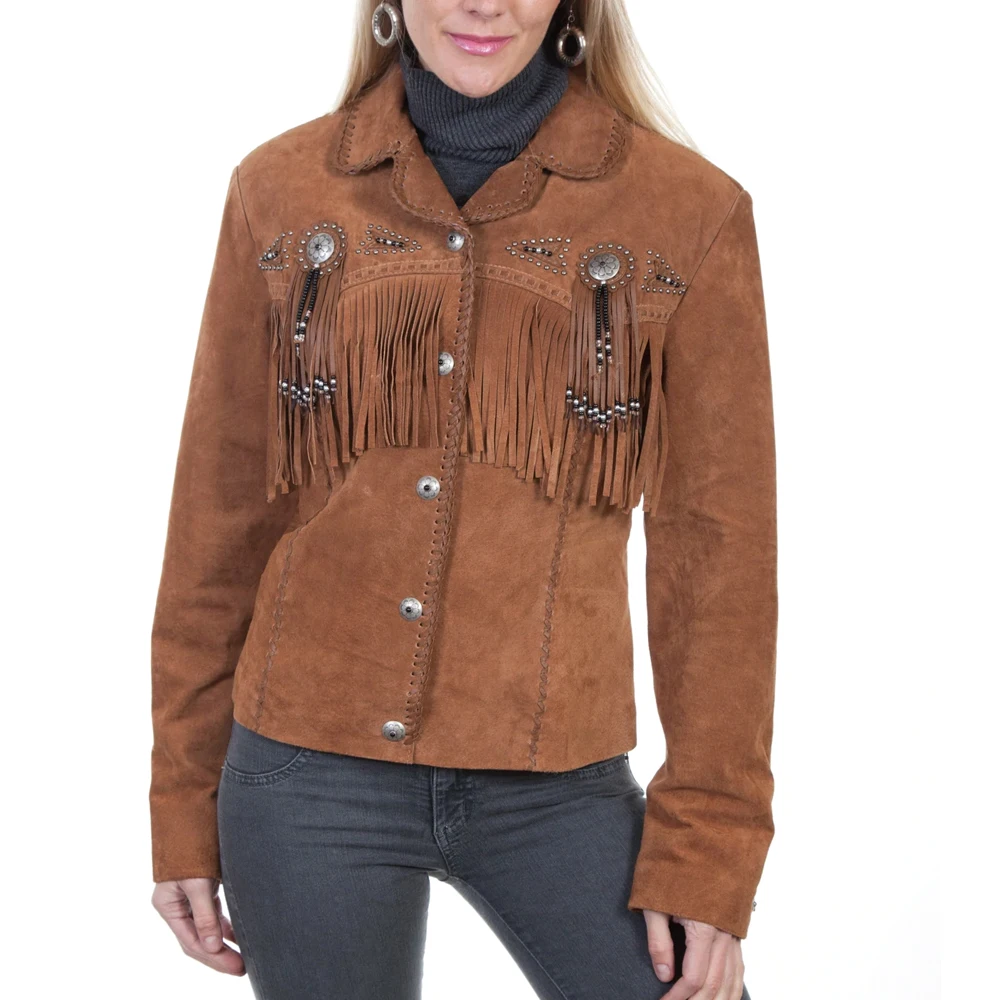 Factory wholesale custom Cowboy western velvet jackets Fringes leopard print fringed leather jacket for women adults and kids