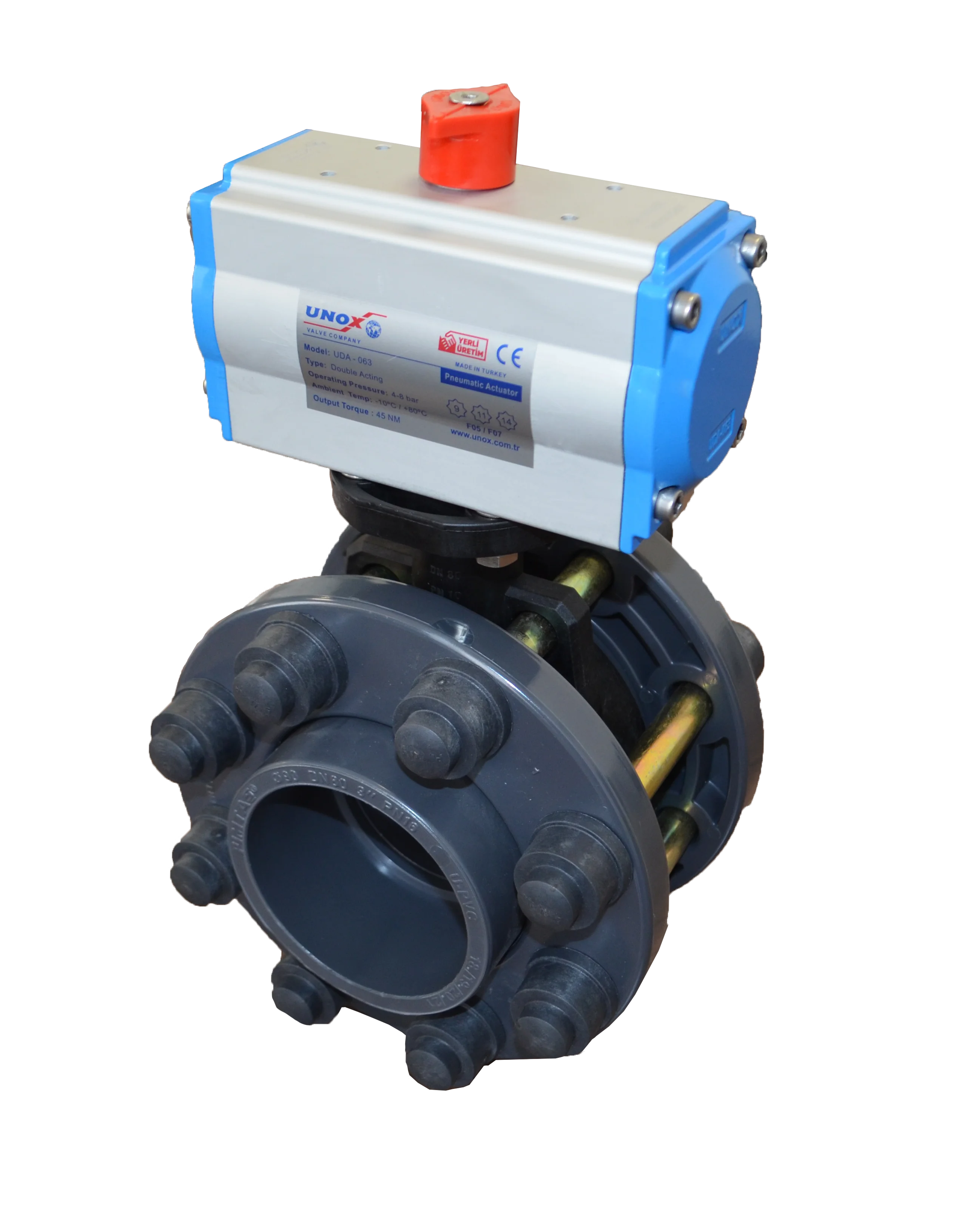 2021 High Quality DN315 Aluminium Body PVC Single Acting Pneumatic Actuator Set Butterfly Valve For Acid