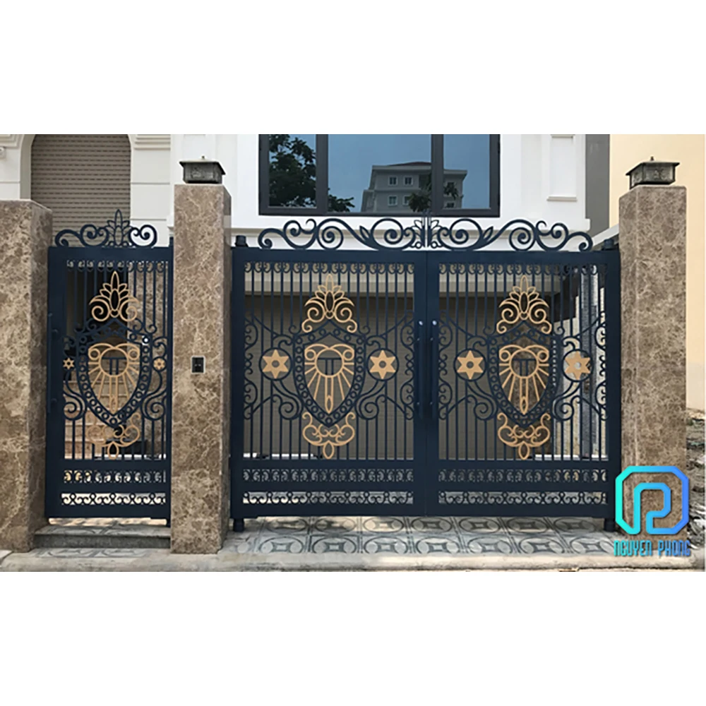 Hot Selling Wholesale Supplier Ornaments Decorative Forging Wrought Iron Tall Main Yard Front Gate