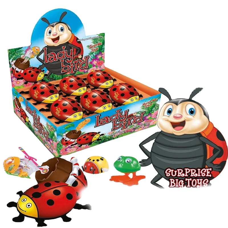 Lady Bird Shaped Chocolate Surprise Egg with Big Size Toys Candy