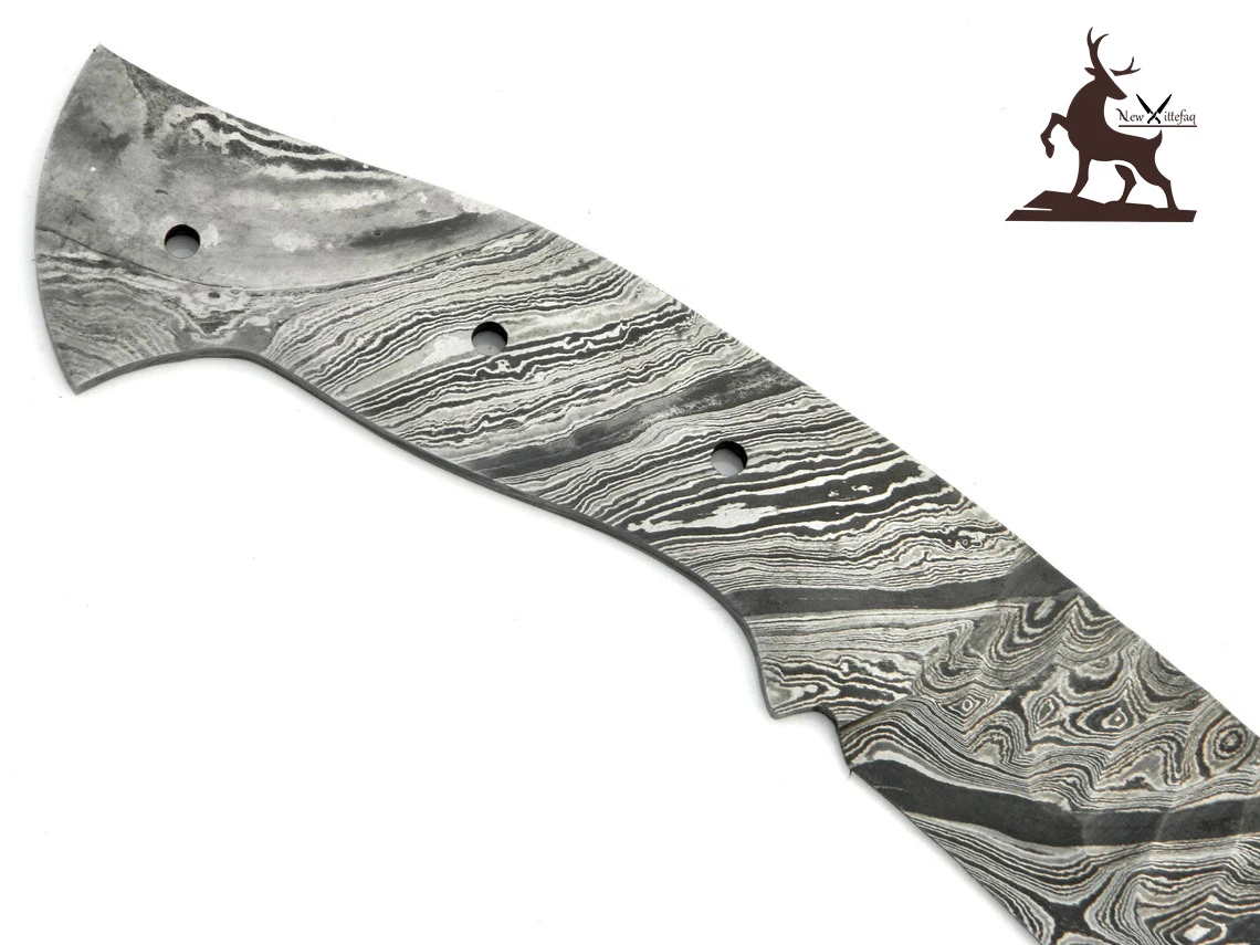wholesale Damascus hunting knife blank blade handmade forged full tang with leather sheath hunting, camping, Kukri knife