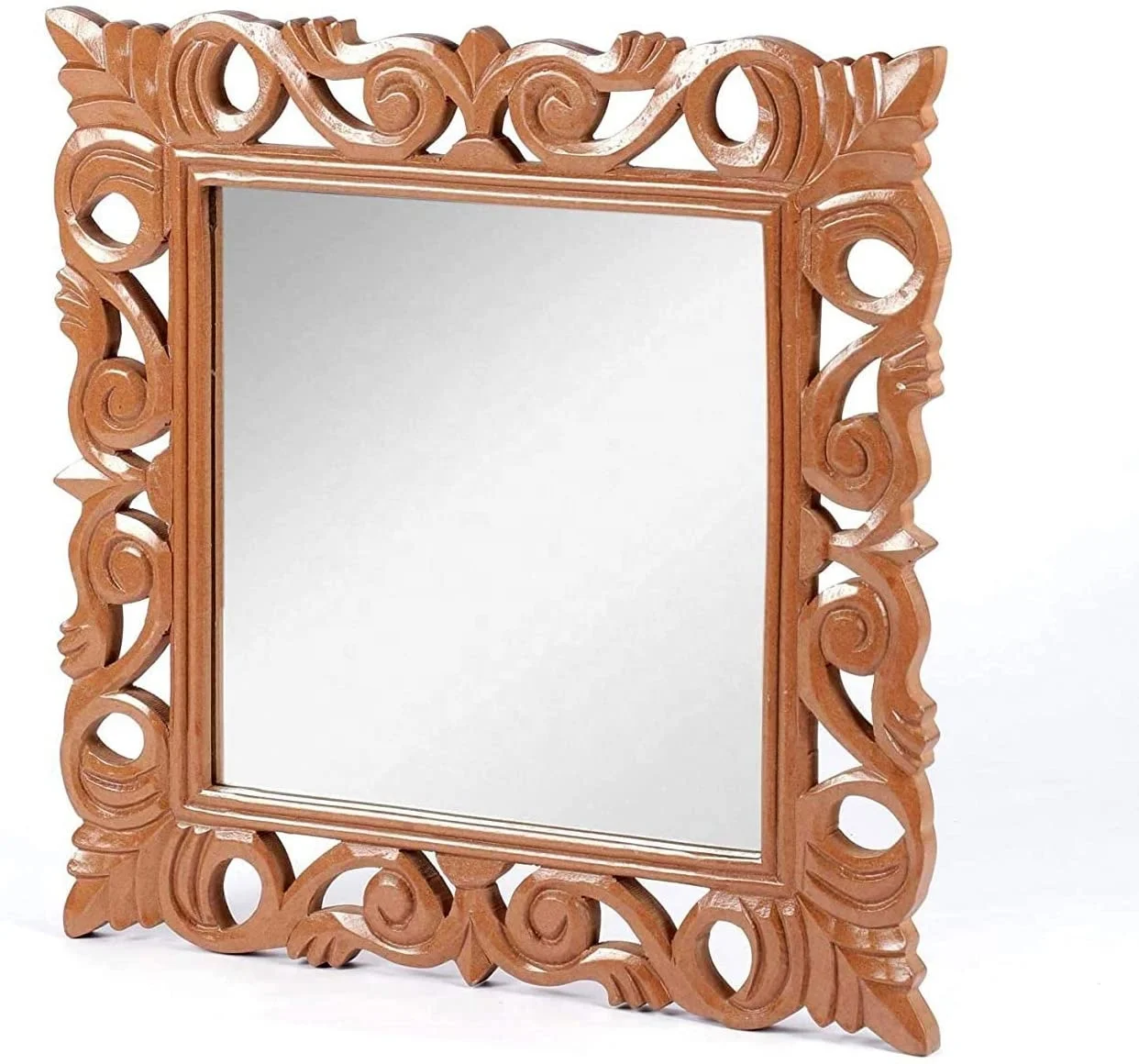Antique Handcrafted Wooden Wall Hanging Mirror To Decorate Your Dressing Room With An Elegant Designed Wooden Frame 24*24 inches