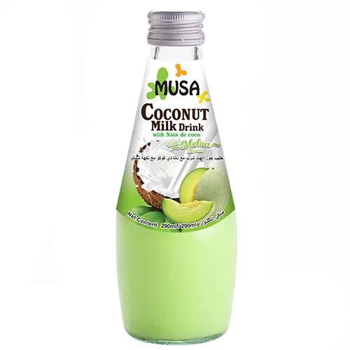 
COCONUT MILK DRINK MELON FLAVOR WITH NATA DE COCO MUSA BRAND 290ML. 