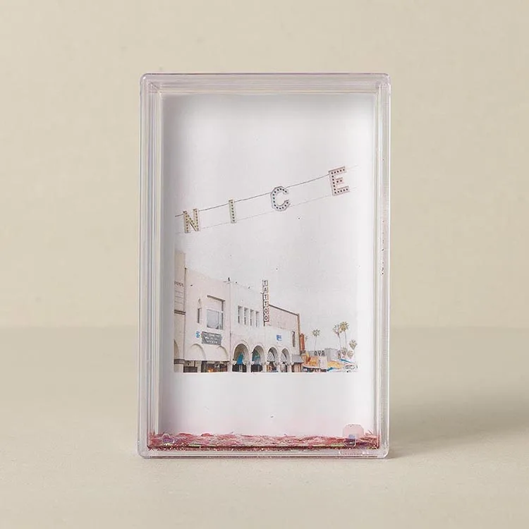 
Super Cute Teenager Favorite Gift High Quality Plastic Shake-it Latest Style Glitter Liquid Instax Frame 