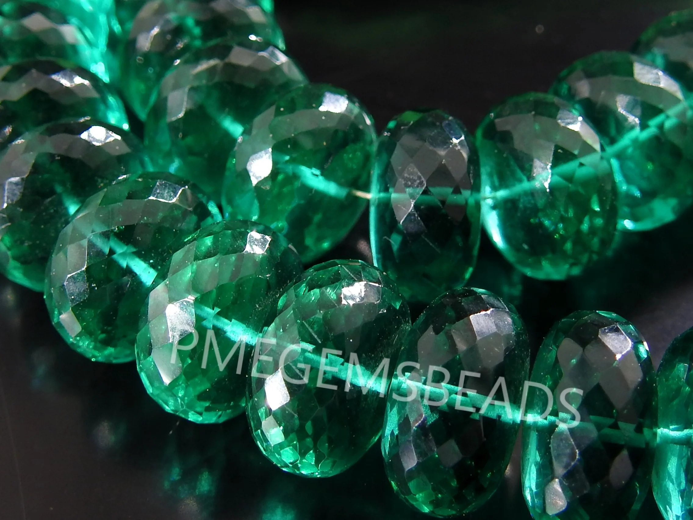 Emerald Green Quartz Faceted Roundel Bead,Hydro,Glass,Loose Stone,Handmade,For Making Jewelry,Beaded Bracelets,10Piece 14MM