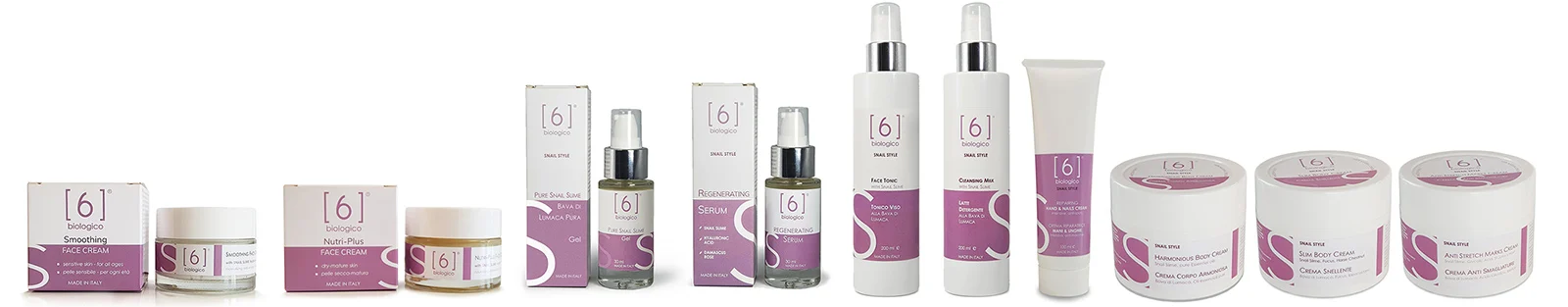 Italian Cosmetics Line of Snail Slime Skin Care Body and Face Creams