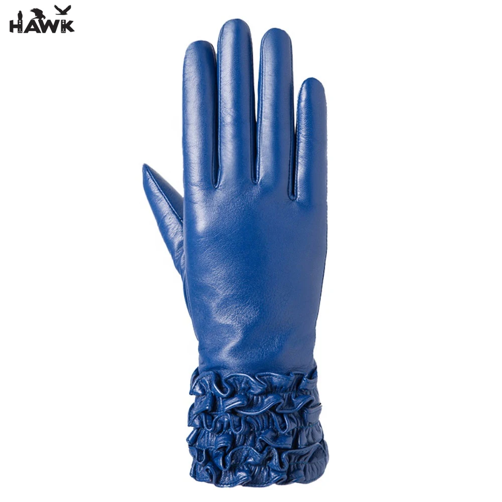 Spring 2021 New Fashion Ladies Gloves Fingers PU Semi Rib Leather   Warm Daily And Riding Gloves Wholesale Gloves
