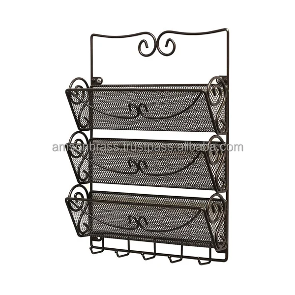 Letter Holder Mesh Wire Three Rack Metal Iron Decorative Black Wire Mesh Letter Holder