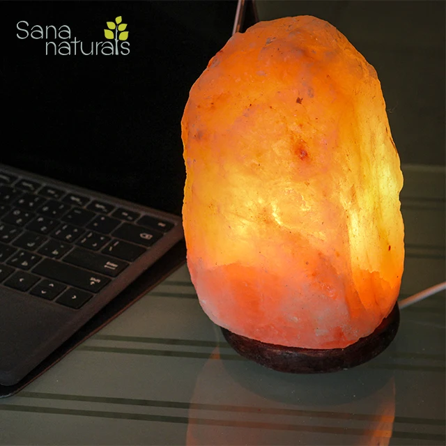 Гималайские соляные лампы ручной работы для украшения дома с деревянным основанием