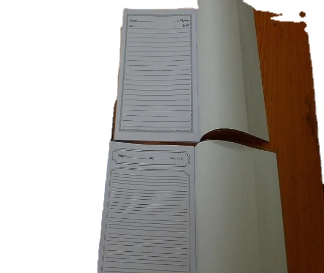 
Softcover Notebooks with Arabic Ruling centre stitched on colourful 130 GSM Art Paper cover with PVC Jacket 