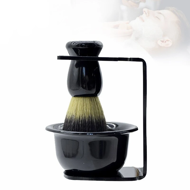 Wholesale Custom Printed Logo Black Ceramic Soap Mug Creative Porcelain Shaving Foam Bowl With Handle And Brush For Men