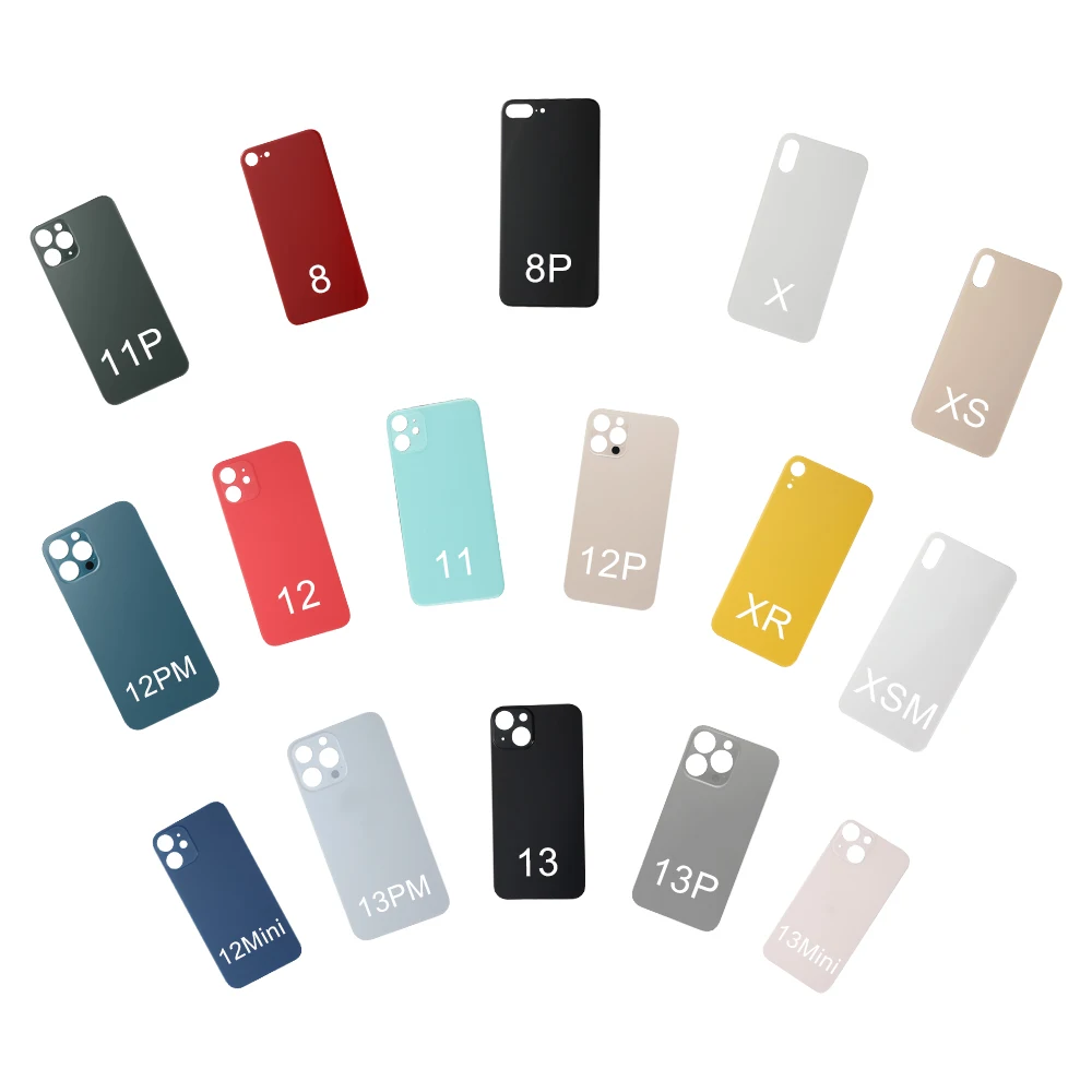 Big Hole Back Glass For iPhone X 13 12mini 12 Pro Max 8 8P XR XS Max 11 Pro Max SE2 Back Cover Glass with 3M Sticker