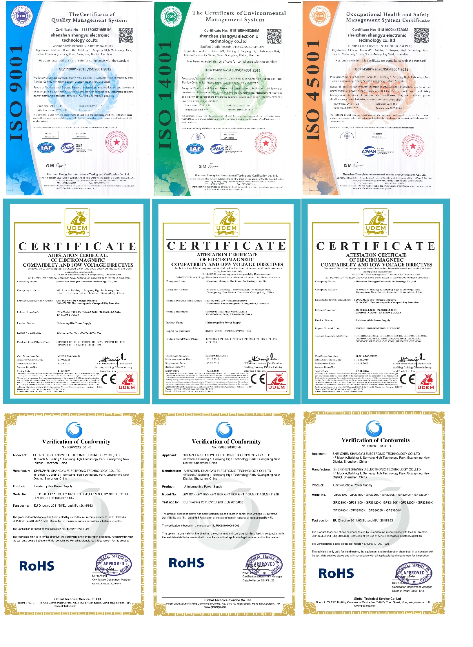 Factory certifications