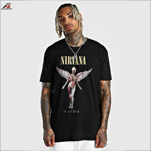 Digital Printing T Shirt For Men Custom Logo Heat Transfer Vinyl T Shirts Character Printed T Shirts Black Wholesale