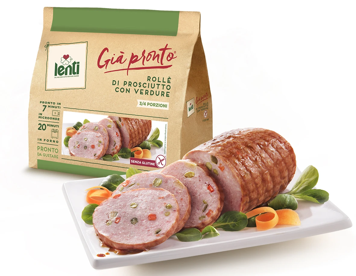 Ham Roll with vegetables courgettes, carrots and peas 0,450 kg Steam Cooked LENTI Made in Italy