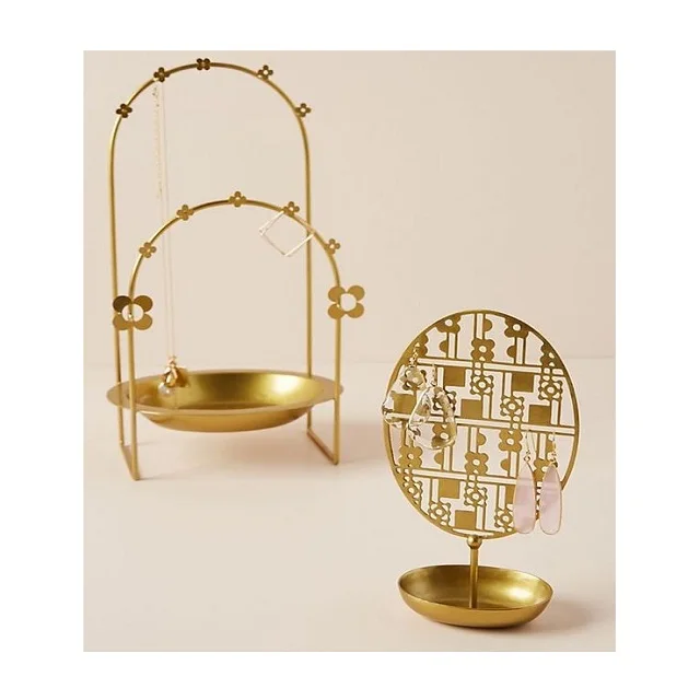 Latest Design Gold Metal Necklace Holder With Prime Quality Three Tiers Jewelry Display Stand at Affordable Prices