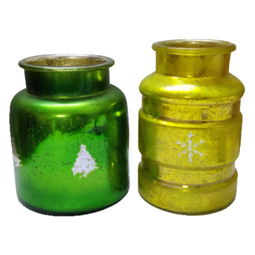 Custom Unique 2023 Luxury Green Silver Mercury Fancy Top High-Quality Handmade Decorative Centerpiece Flower Vase for Home Decor