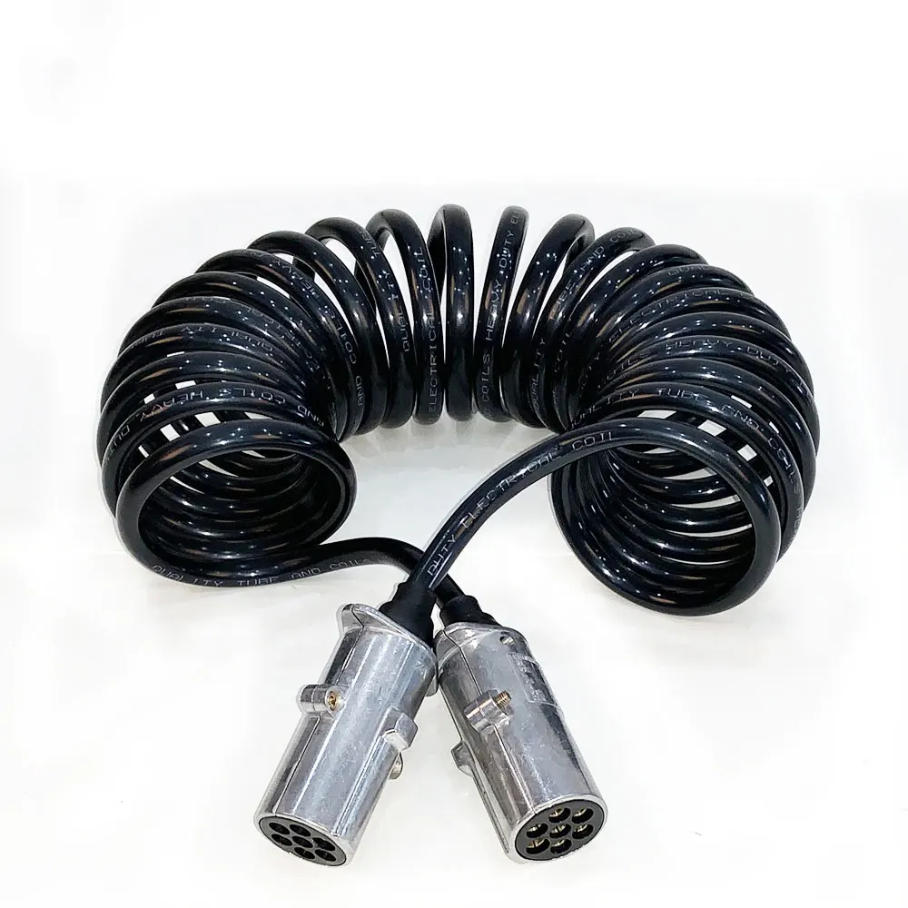 
Vans Replacement 7-Way RV Spiral Cable Wire Suzi Cable Wire with Trailer Side Connector Plug 