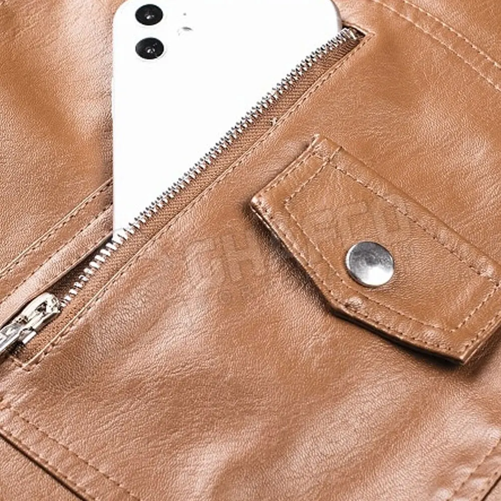  Мужская кожаная куртка с принтом логотипа на заказ