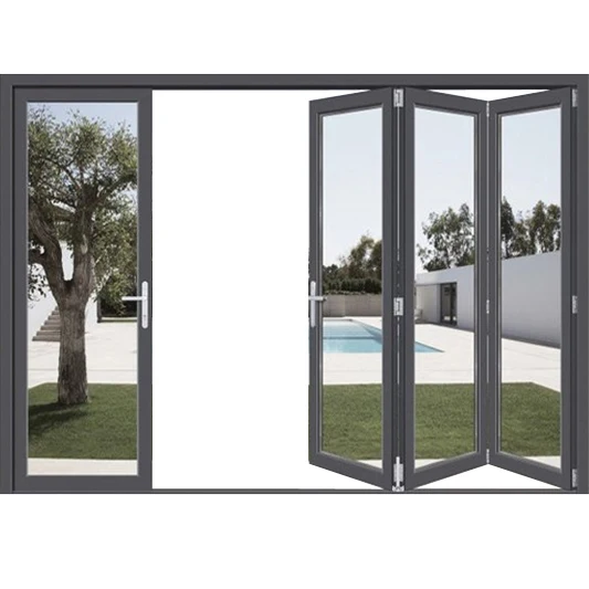 Распродажа, Современная Складная дверная система Deda из алюминиевого сплава, звукоизоляционная стеклянная дверь двойного сложения