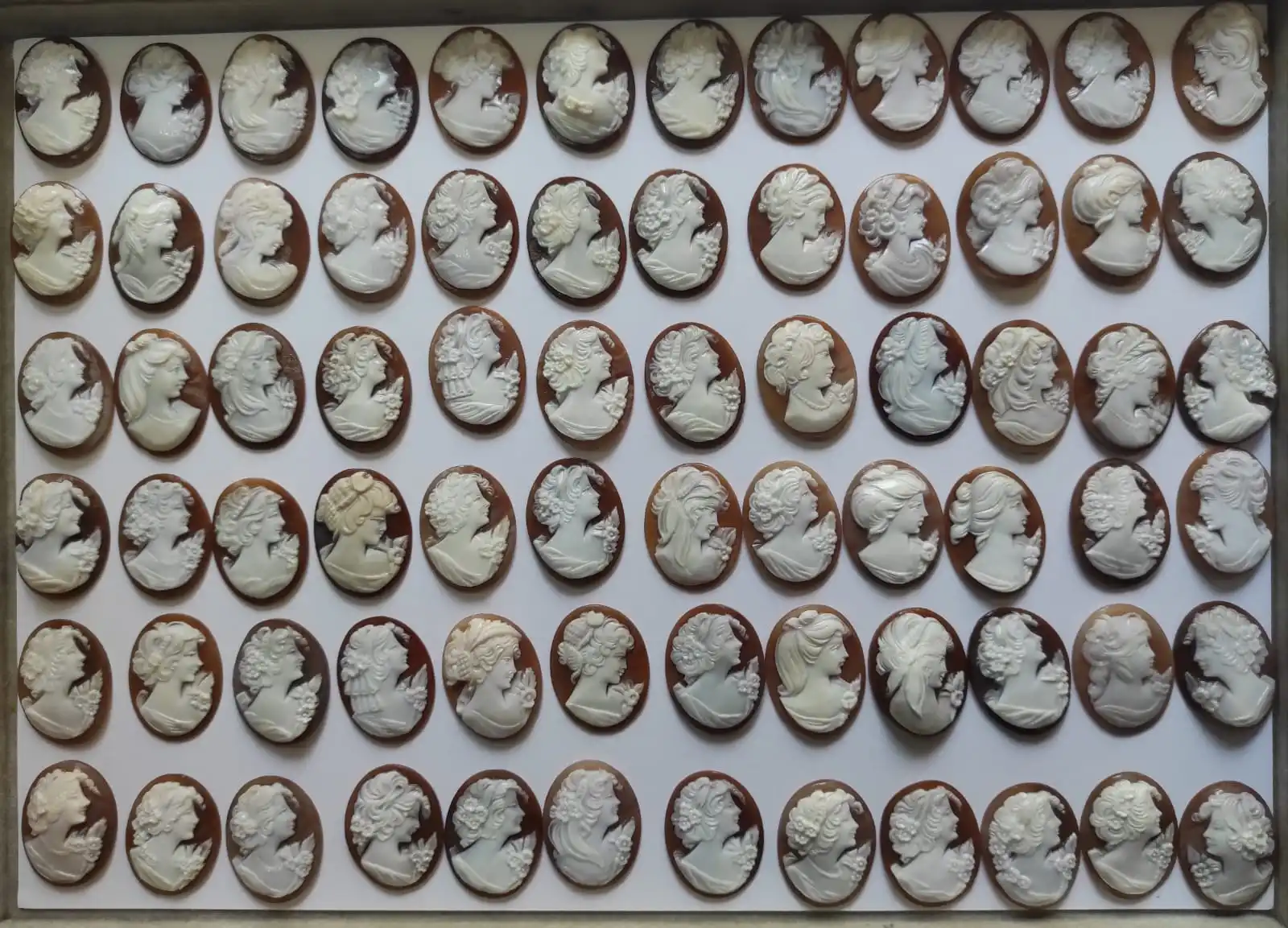 Hand-carved  in Italy Sardonyx Shell Cameos available also in pairs for Earrings