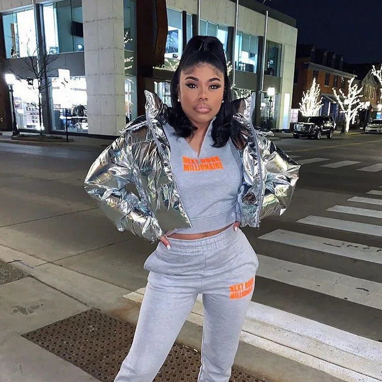 2021 Fashion Turndown Collar Long Sleeve Bubble Coats Cropped Short Winter Coat Women PU Jackets Puffer Coats For Ladies-PT