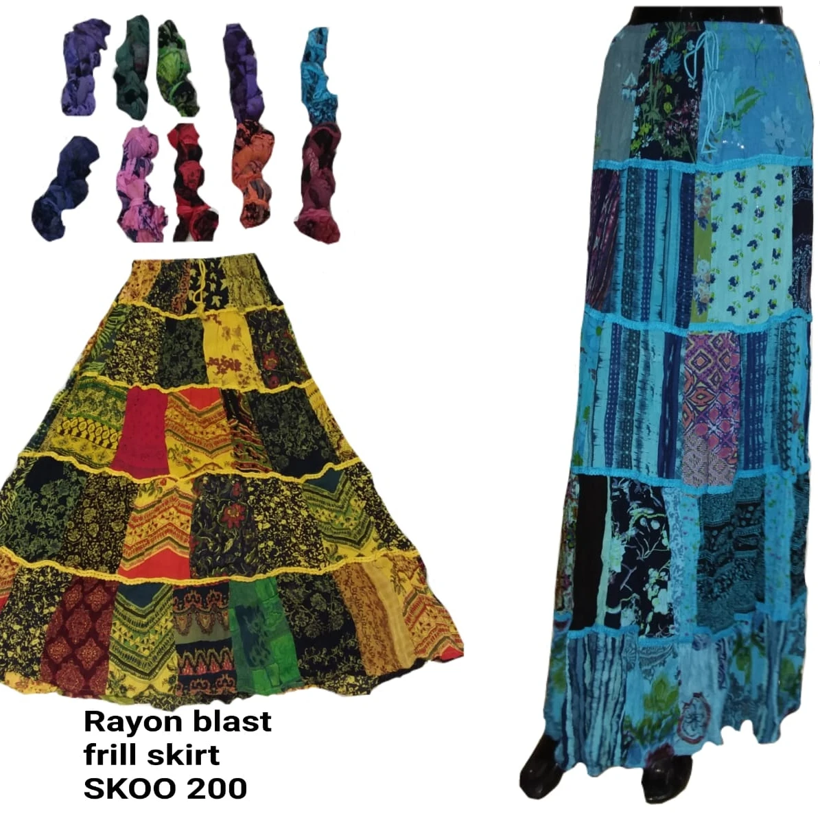 New Indian Boho Rayon frill boho skirt vintage classic Rayon fabric traditional fancy modern skirt