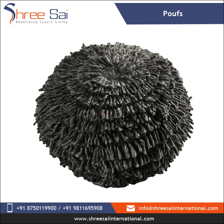 Custom Design Hand Made Polystyrene Balls Filling Wool Poufs from Top Dealer