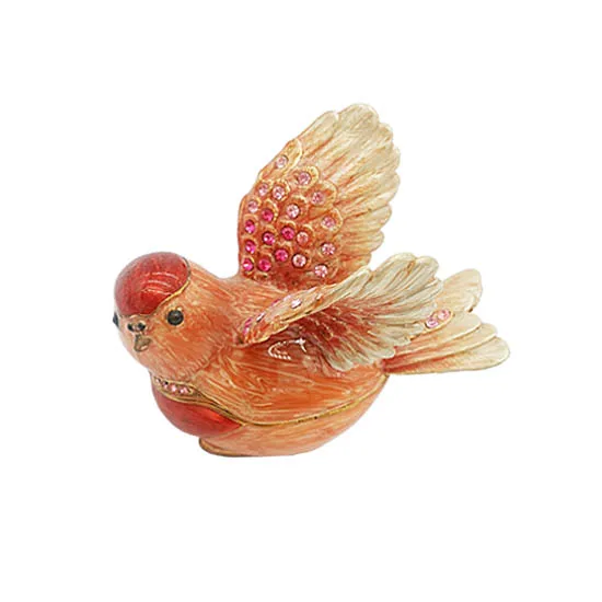 Pigeon Jewelry Trinket Box Metal Alloy Hand Paint Enamel decorated with Crystals Souvenir Promotion Gift Ring Box